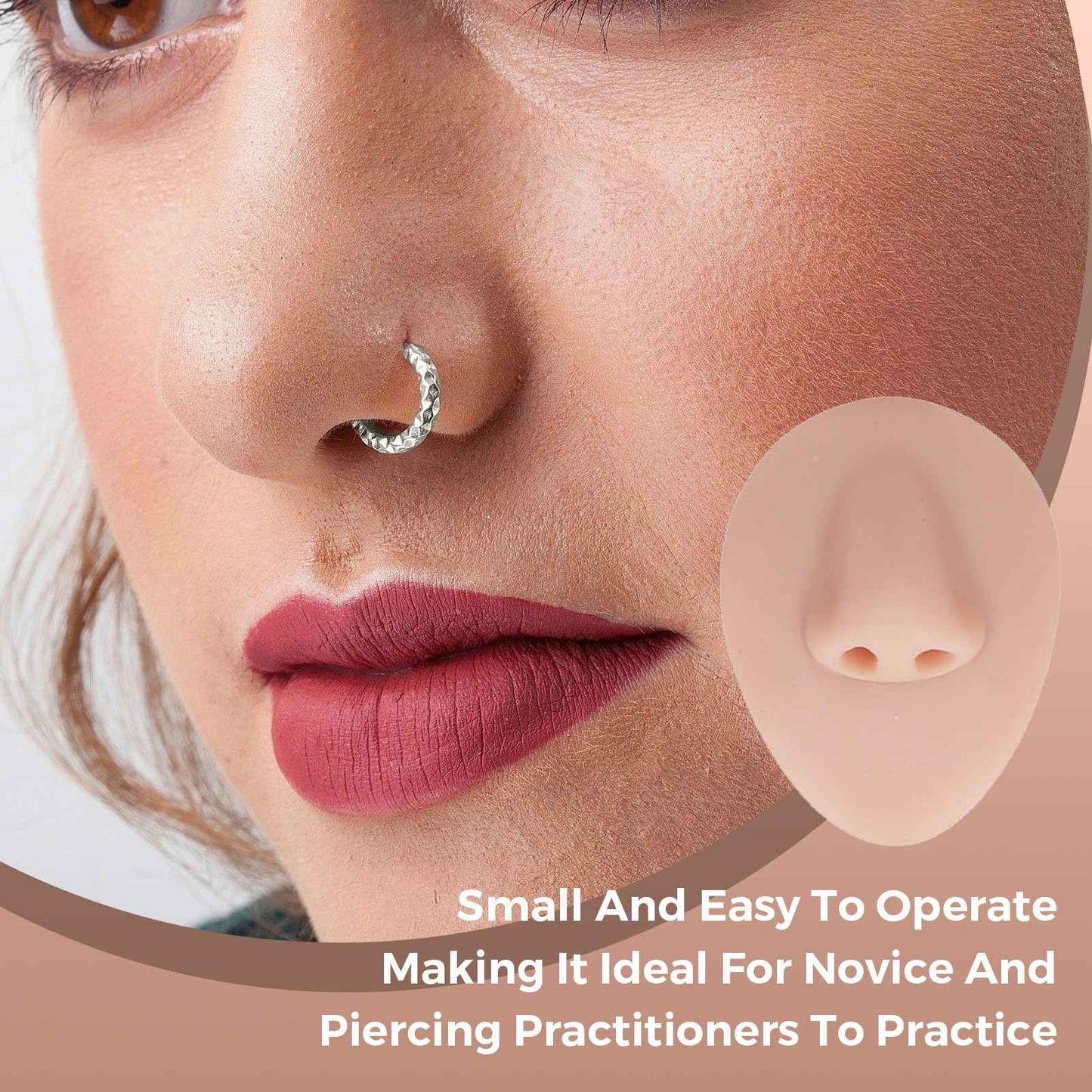 7Pcs Soft Silicone Flexible Model Body Part Displays Set, Body Piercing Practice Model Simulation Ear Eye Nose Mouth Tongue and Belly Button Model for Novice Piercer (Medium Fleshcolor)