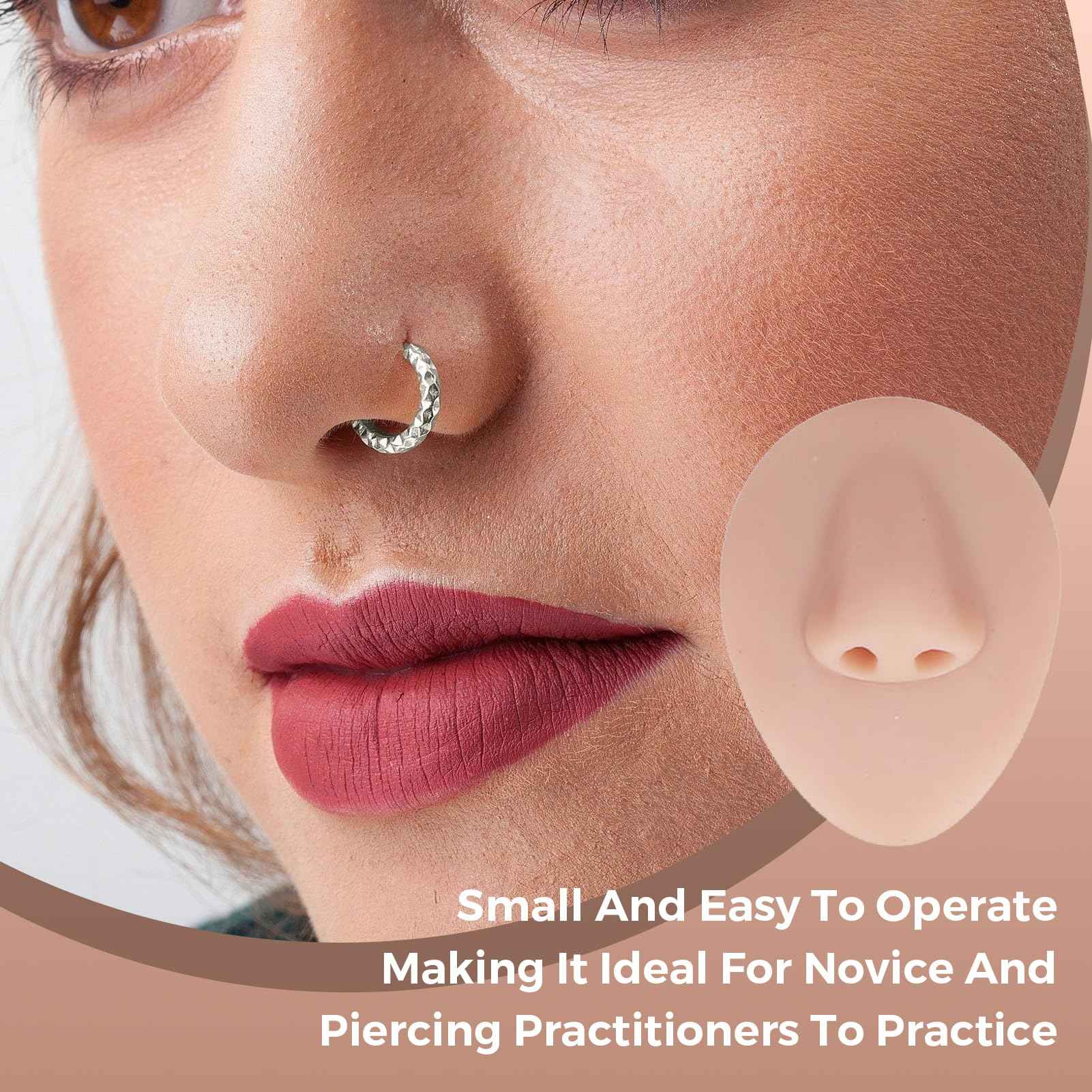7Pcs Soft Silicone Flexible Model Body Part Displays Set, Body Piercing Practice Model Simulation Ear Eye Nose Mouth Tongue and Belly Button Model for Novice Piercer (Medium Fleshcolor)