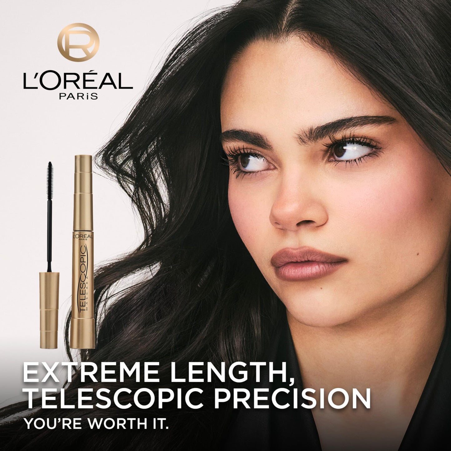 L’Oreal Paris Makeup Original Telescopic Mascara, Separating Mascara Volume and Length Formula, Washable, Carbon Black, 0.27 Fl Oz., 2 Count