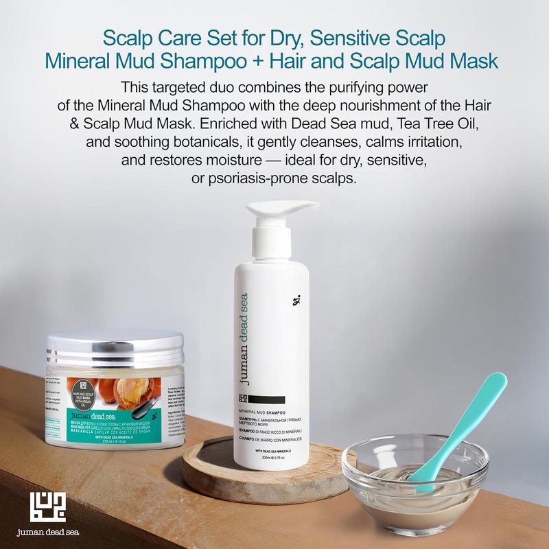 Dead Sea Minerals Shampoo & Conditioner Set - Scalp Care for Dry, Sensitive Skin | Vegan, Sulfate & Paraben-Free | Pack of 2