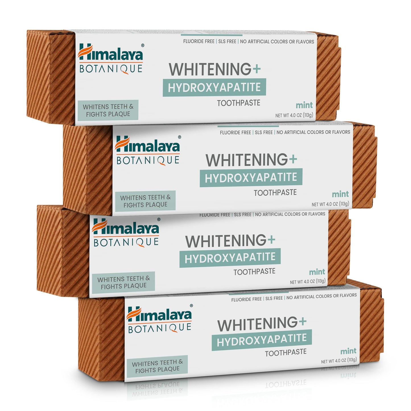 Himalaya Fluoride Free Botanique Whitening Nano Hydroxyapatite Toothpaste, Support Enamel Strength & Integrity, Great for Sensitive Teeth, SLS Free & Vegan, Mint, 4 oz (Pack of 4)