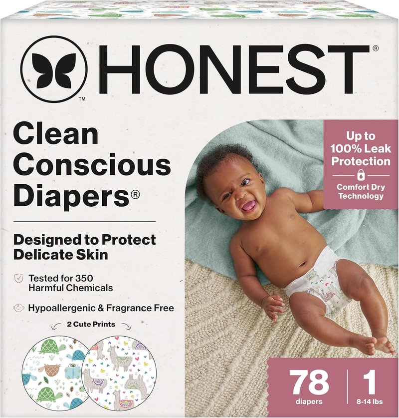 Comfort Dry Disposable Daytime Diapers for Sensitive Skin | Hypoallergenic, 78 Count (Size 1, 8-14 lbs)