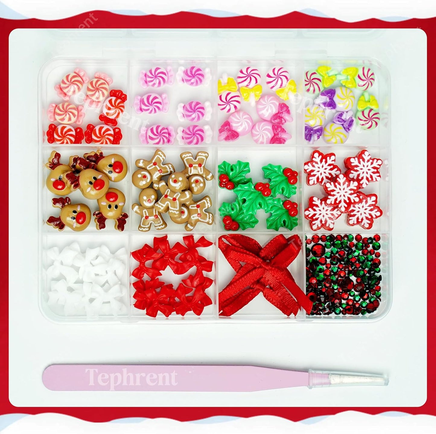 Christmas Nail Art Charms - 3D Gingerbread Man & Snowflake Resin Gems | Cute Winter Nail Supplies for Women