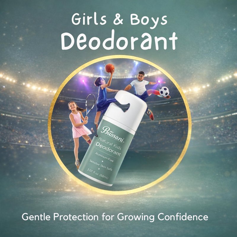 Bussani Kids Deodorant Roll-On – Cucumber & Aloe Vera Scent – Aluminum-Free, Crystal Salt Stone, Gentle on Skin –Gift Set for Boys, Girls, Teens, and Adults – 2.02 fl oz (Cucumber - 3 Pack)
