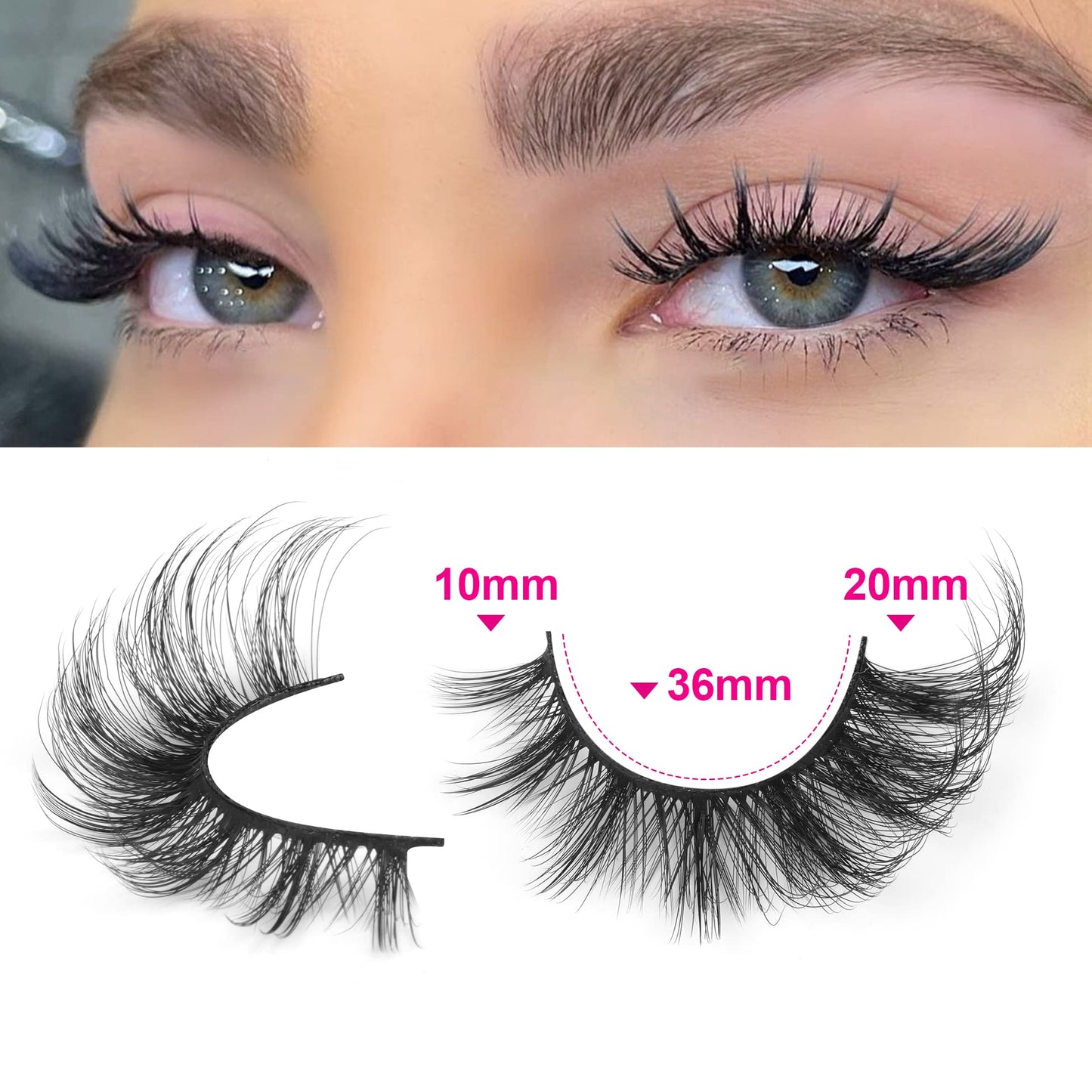 False Eyelashes Wispy Lashes Strip Fake Eyelashes Cat Eye Lashes Mink Fluffy Dramatic Fox Eye Lashes with Long Tail Thick Volume False Lashes 7 Pairs by ALICROWN
