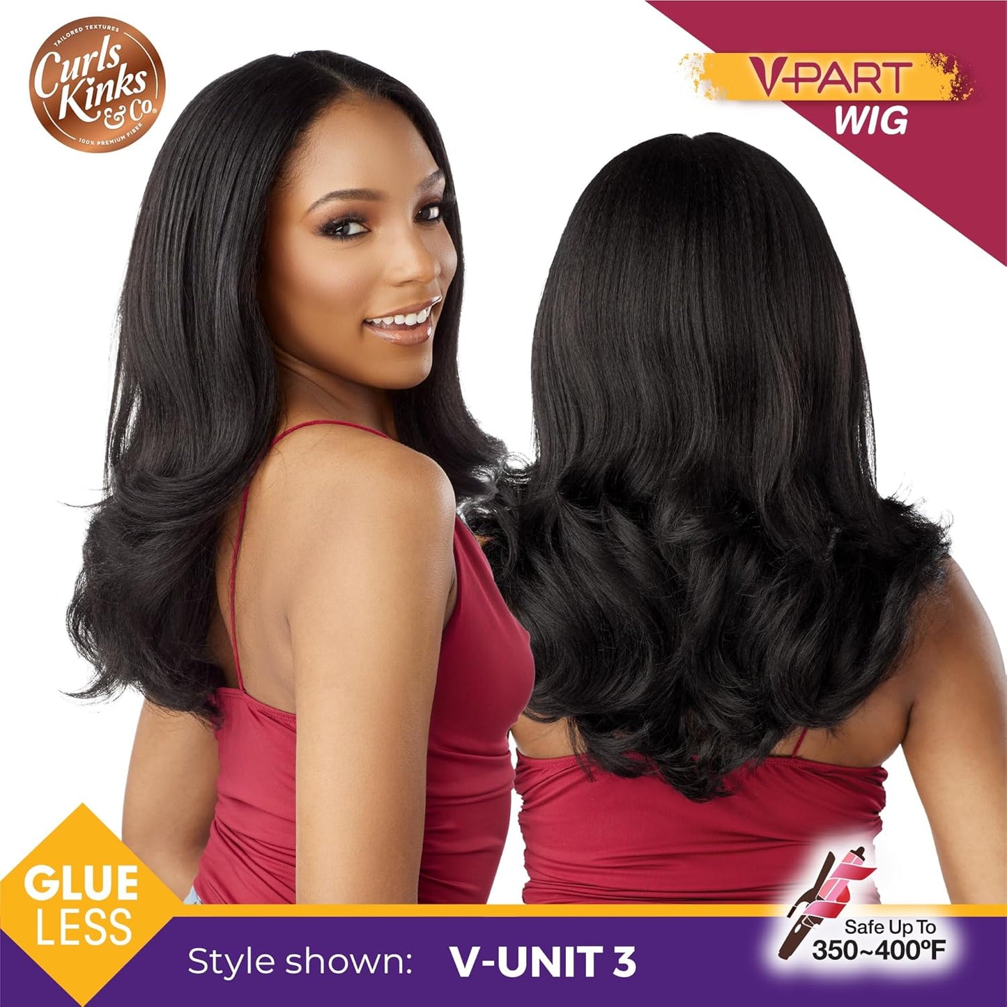 Sensationnel V-Part Wig - Natural Kinky Texture for 3C to 4C Hair | Glueless, Narrow Part, 1B Off Black
