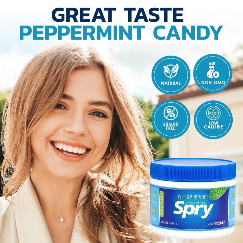 Spry Total Dental Health Kit, All Day Oral Care and Gum Health Kit Including Xylitol Sugar Free Gum, Candy Mints, Oral Rinse and Spearmint Toothpaste