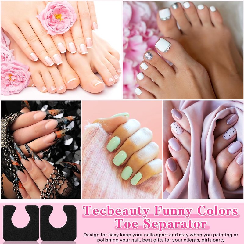 Toe Separators - 1000 Pcs Soft Foam Individual Dividers for Comfortable Pedicure | Black