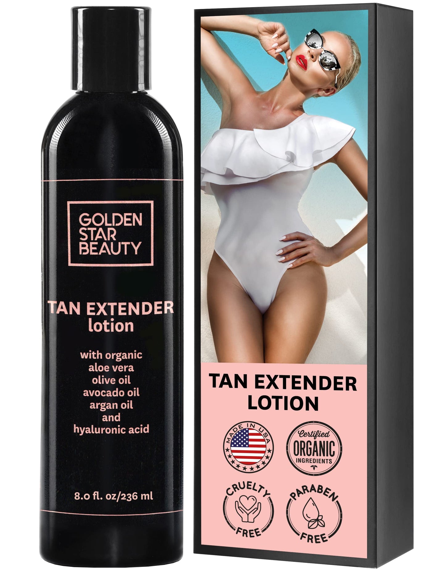 Tan Extender Lotion - Spray Tan Enhancer w/Organic Oils and Hyaluronic Acid to Extend Your Tan from Self Tanner, Spray Tan, Sun or Tanning Bed 8.0 fl.oz.