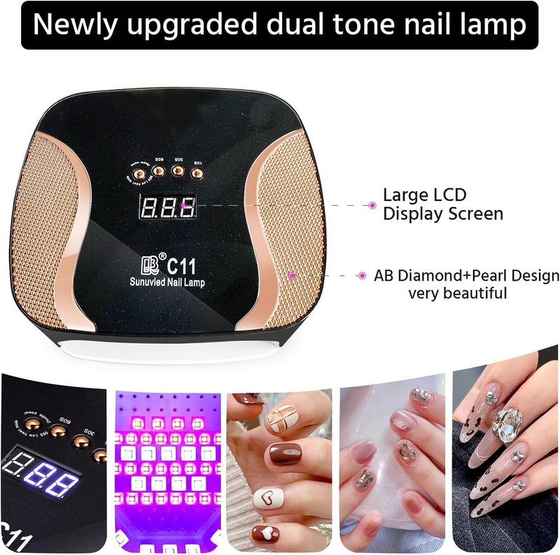 LED Nail Lamp - 67 Dual Color UV Gel Dryer with Auto Sensor & 4 Timer Modes | Foldable, Detachable Base (Black)