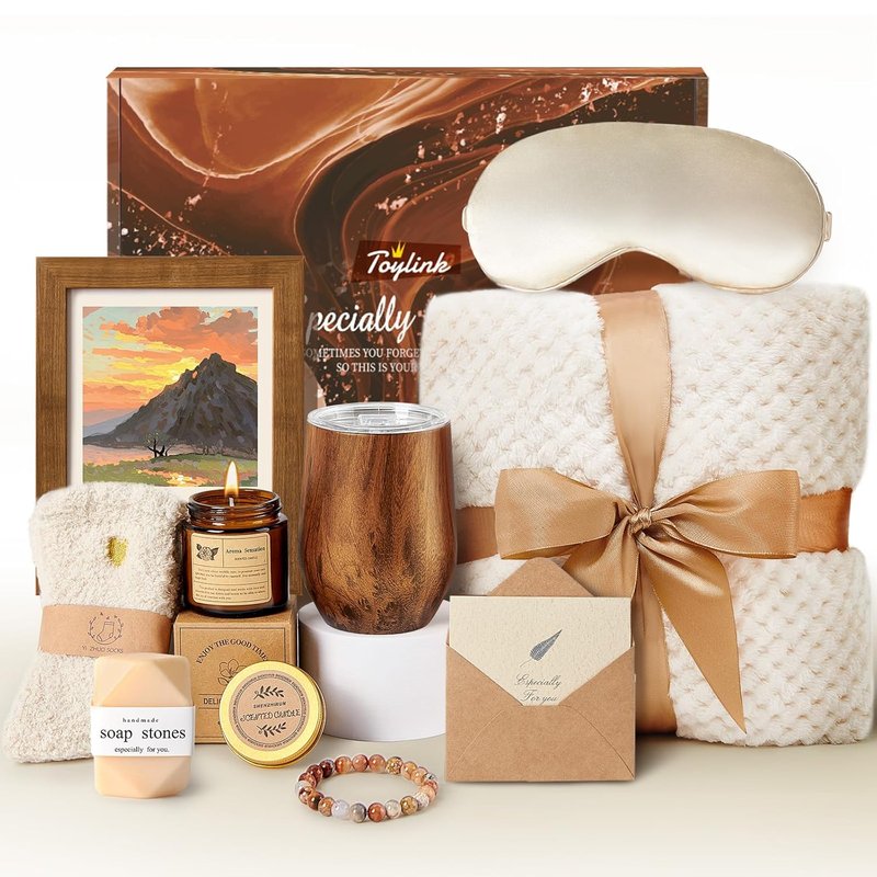 Self Care Spa Gift Basket for Women | Flannel Blanket & Cup | Perfect Birthday & Anniversary Gift for Her