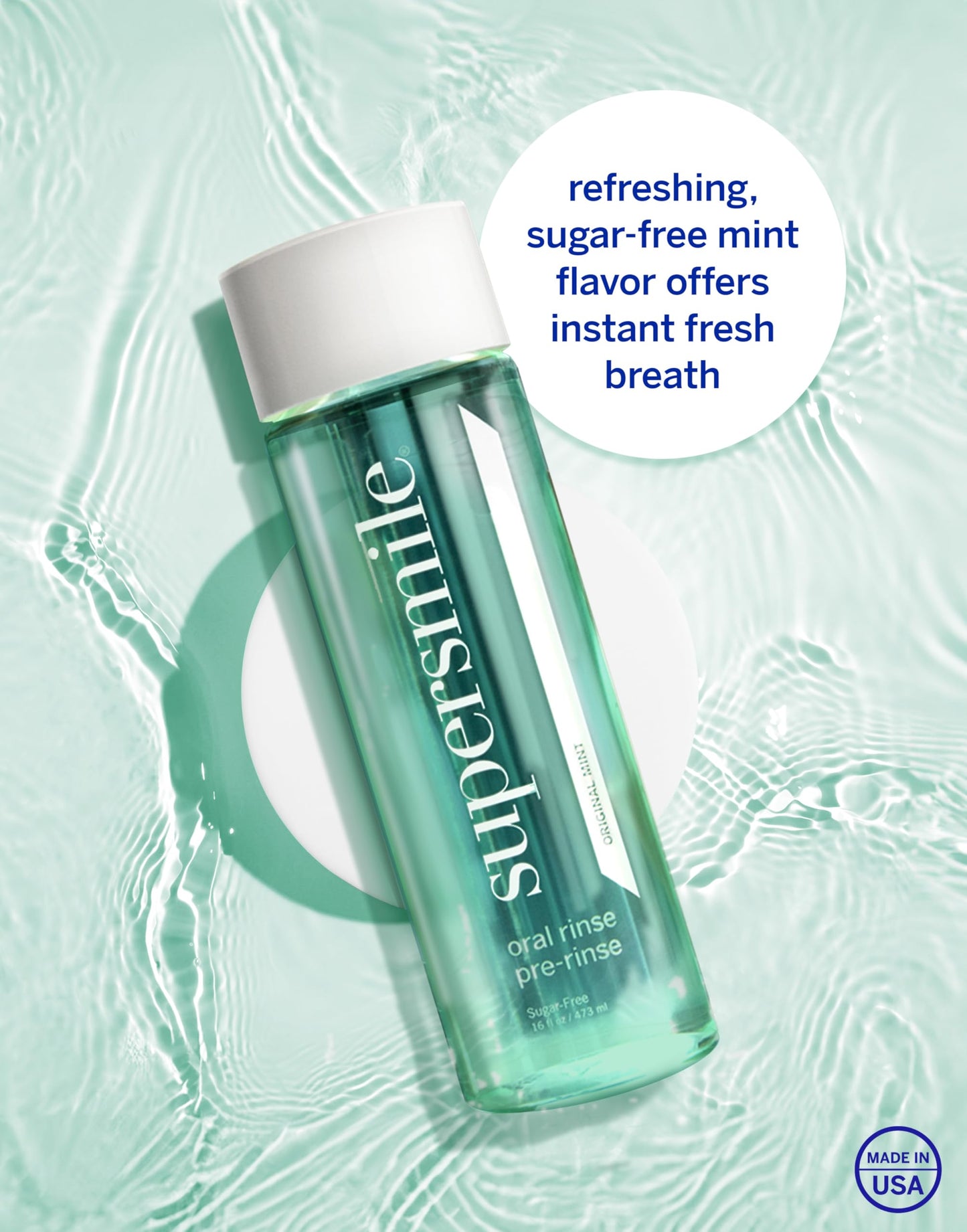Supersmile Oral Rinse Mouthwash - Clinically Formulated Mint Flavored Sugar Free Dental Mouthwash - Fresh Breath - Anti-Germicidal - Alcohol-Free (16 Fl Oz)