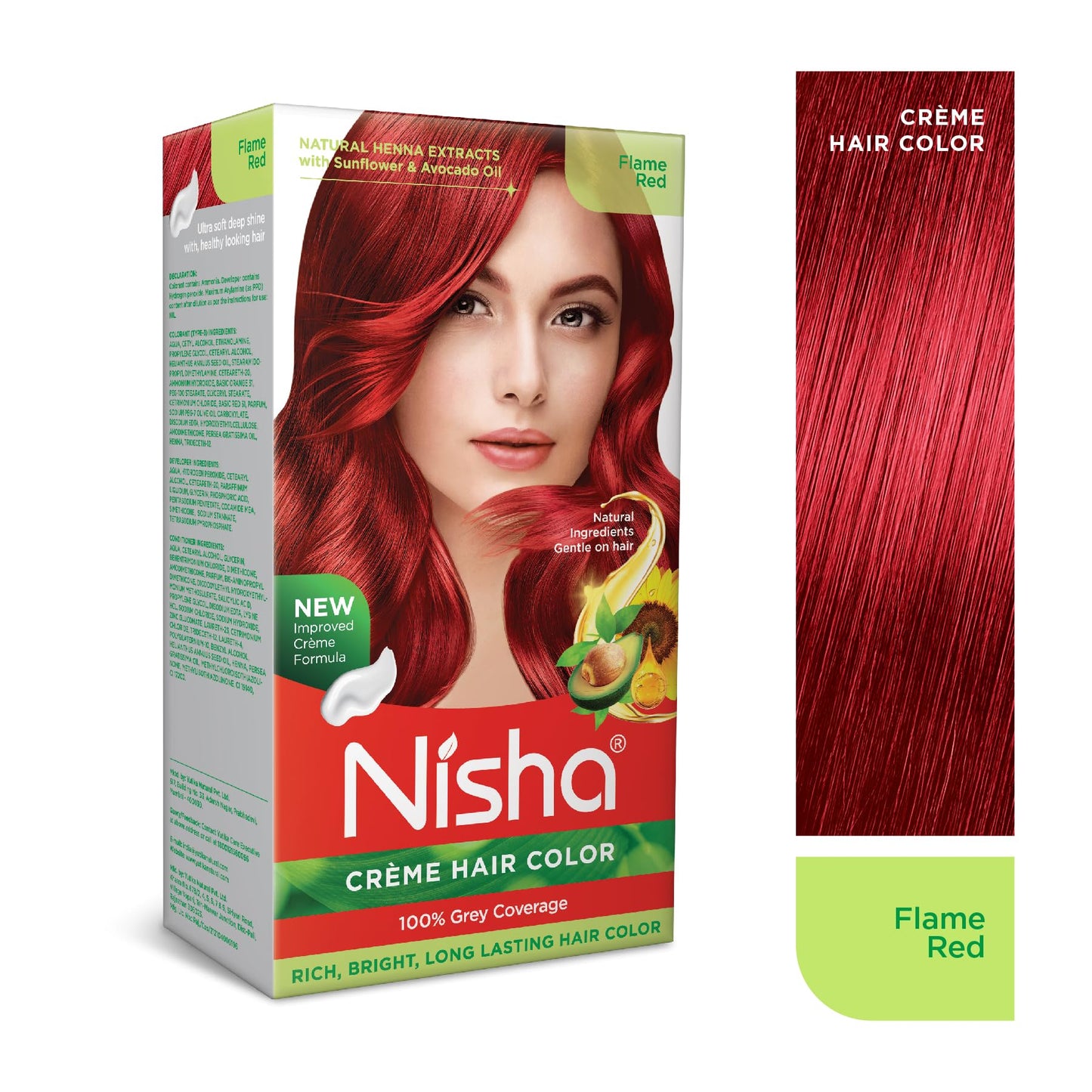 Nisha Creme Hair Color Flame Red Hair Dye Permanent Red Hair Colour 5.07 fl oz, Pack of 1