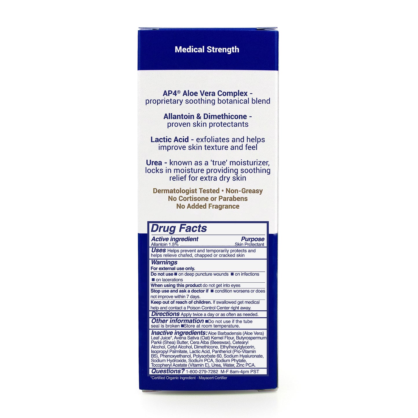 TriDerma Diabetics' Foot Cream for Dry Cracked Feet and Heels with Lactic Acid, Urea, AP4 Aloe Vera Gel, 4.2 oz Tube