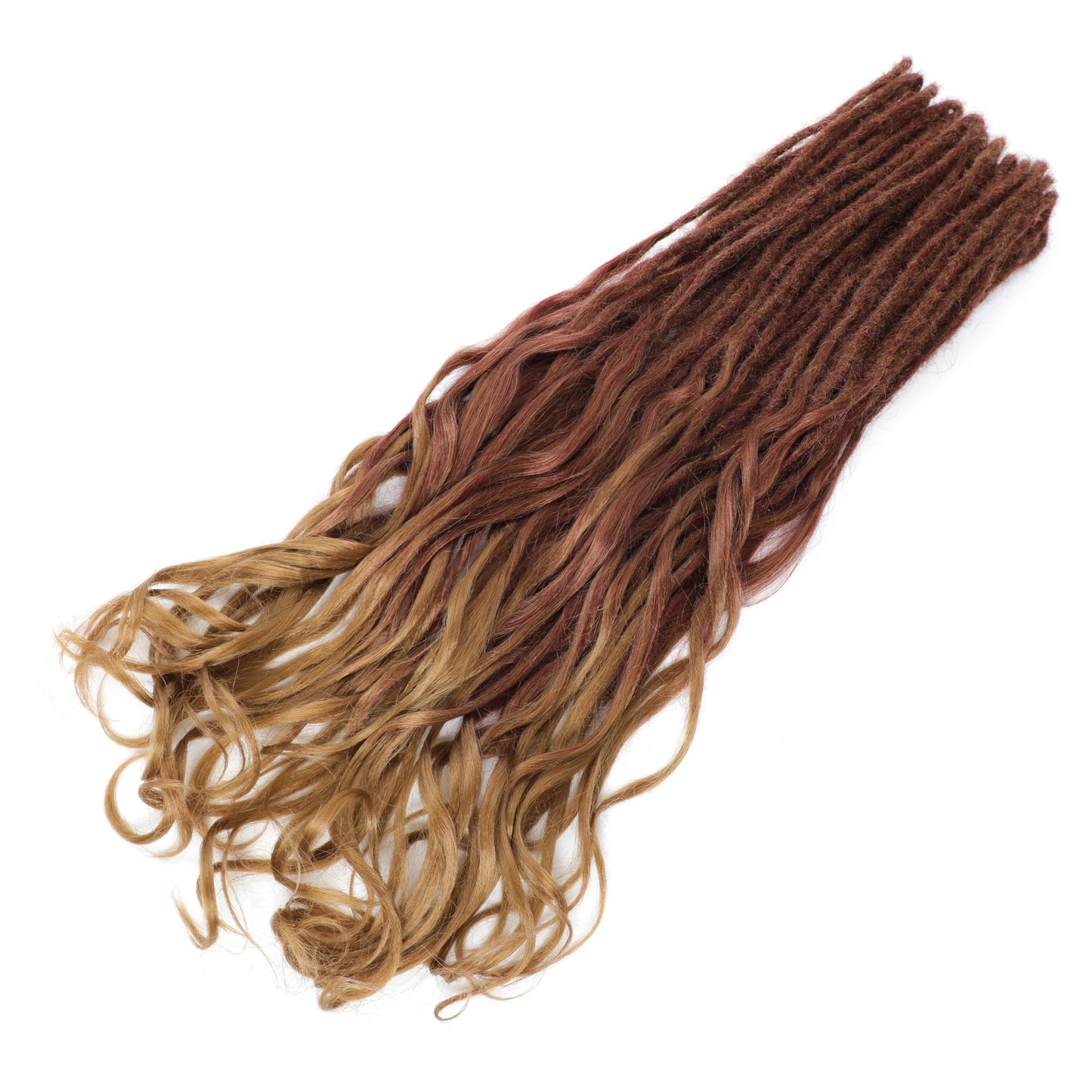 Ajsowju Loose Wave Dreads Synthetic French Curly Double Ended Dreadlock Extensions 24inches 30 Strands Thin Soft Spanish Curly DE Dread Extensions for Women (30 Strands, R27)