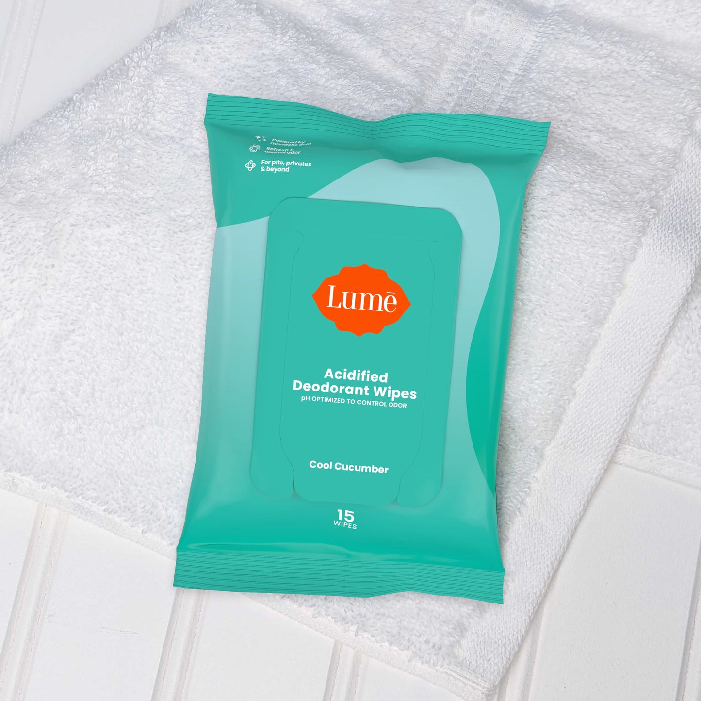 Lume Acidified Body Wash (Clean Tangerine) and Acidified Deodorant Wipes (Cool Cucumber) - 24 Hour Odor Control - Removes Odor Better than Soap - Moisturizing Formula - Aluminum Free, Baking Soda Free