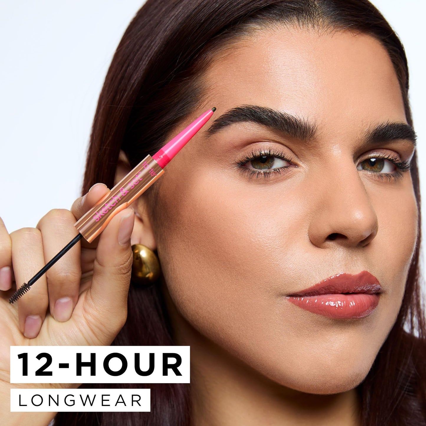 tarte big ego sketch & set brow pencil & tinted gel – 2-in-1 Precision Waterproof Eyebrow Pencil & Gel to Shape, Thicker-looking Brows, Vegan & Cruelty-Free, full size, medium cool brown