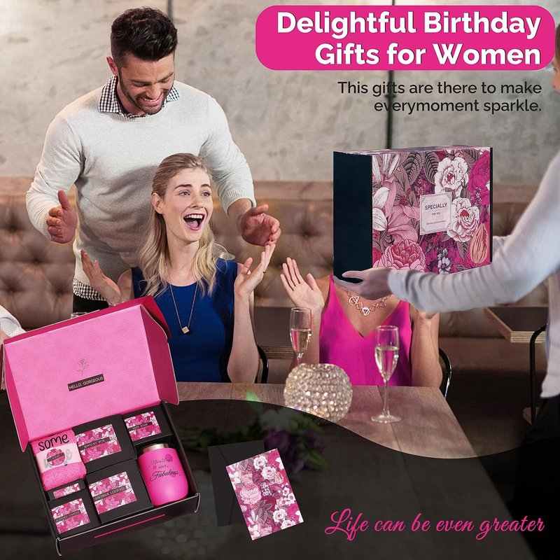 oolevassy Pink Birthday Gifts for Women, Gift Box for Women, Gift Basket for Teen Girls, Birthday Gift Sets for Sister, Mom, Girls