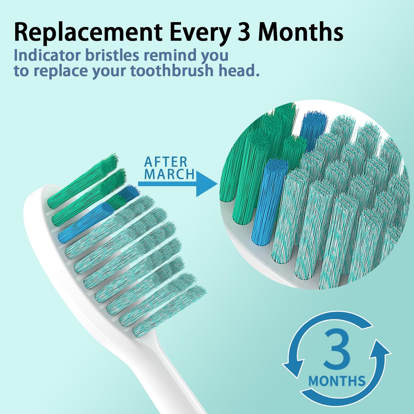 YMPBO 10 Pack Toothbrush Replacement Heads Compatible with TAO Clean Sonic Toothbrush Adults, Tooth Brush Head Toothbrush Heads Refill, Medium Bristles, Whitening