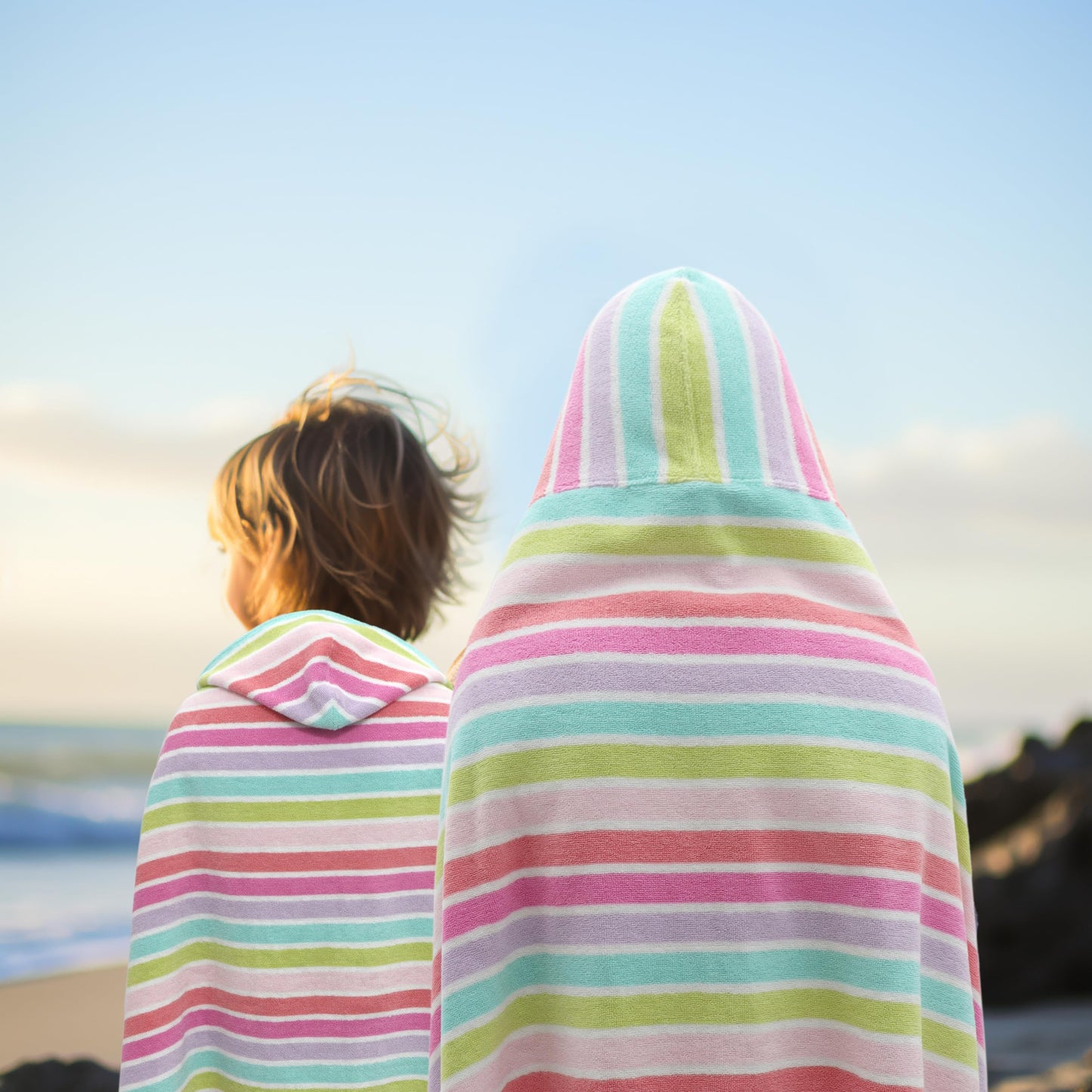 ORIGINAL KIDS Hooded Bath Towel Wrap - 100% Cotton Terry Large Oversized Hooded Kids Towel - Toddler Shower Pool Beach Towel - Super Soft Plush Absorbent Quick Dry Easy Care Gift - 30x60 - Pink Multi