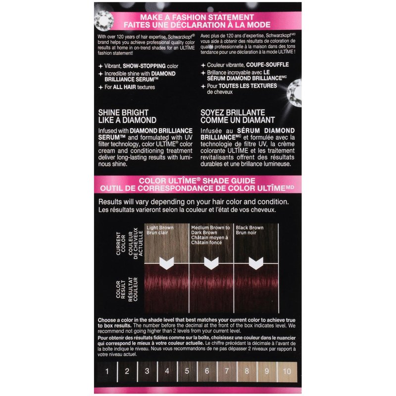 Schwarzkopf Color Ultime 4.2 Mahogany Red Hair Dye, Permanent Intense Red with Diamond Brilliance, Fade-Resistant, Covers Grays, All Hair Textures