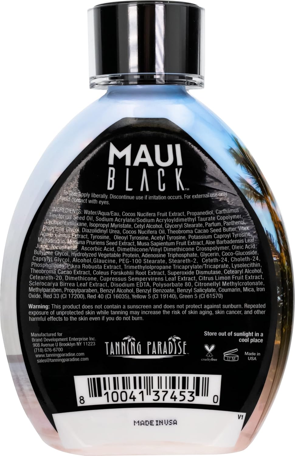 Maui Black Tanning Lotion - Instant Dark Tan with Coconut Oil & Aloe | 13.5oz Hydration Boost & Tattoo Protection