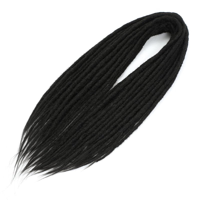 Straight Dreadlock Extensions - 24-Inch Double-Ended Synthetic Hair | Soft 1.2cm Width, 25 Strands, Color 1B#