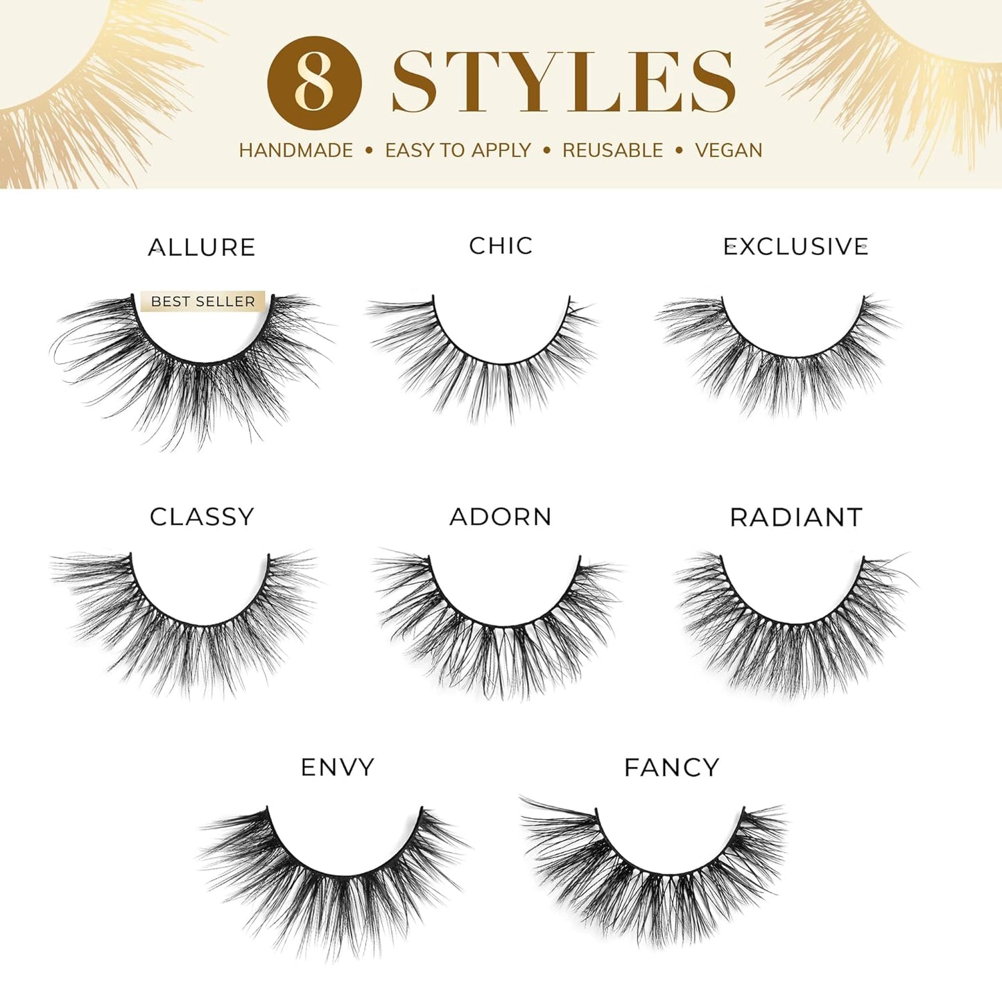 Lilly Lashes Luxury Synthetic False Eyelashes - 16mm Cat Eye Look, Natural Volume & Flare, Reusable 15x
