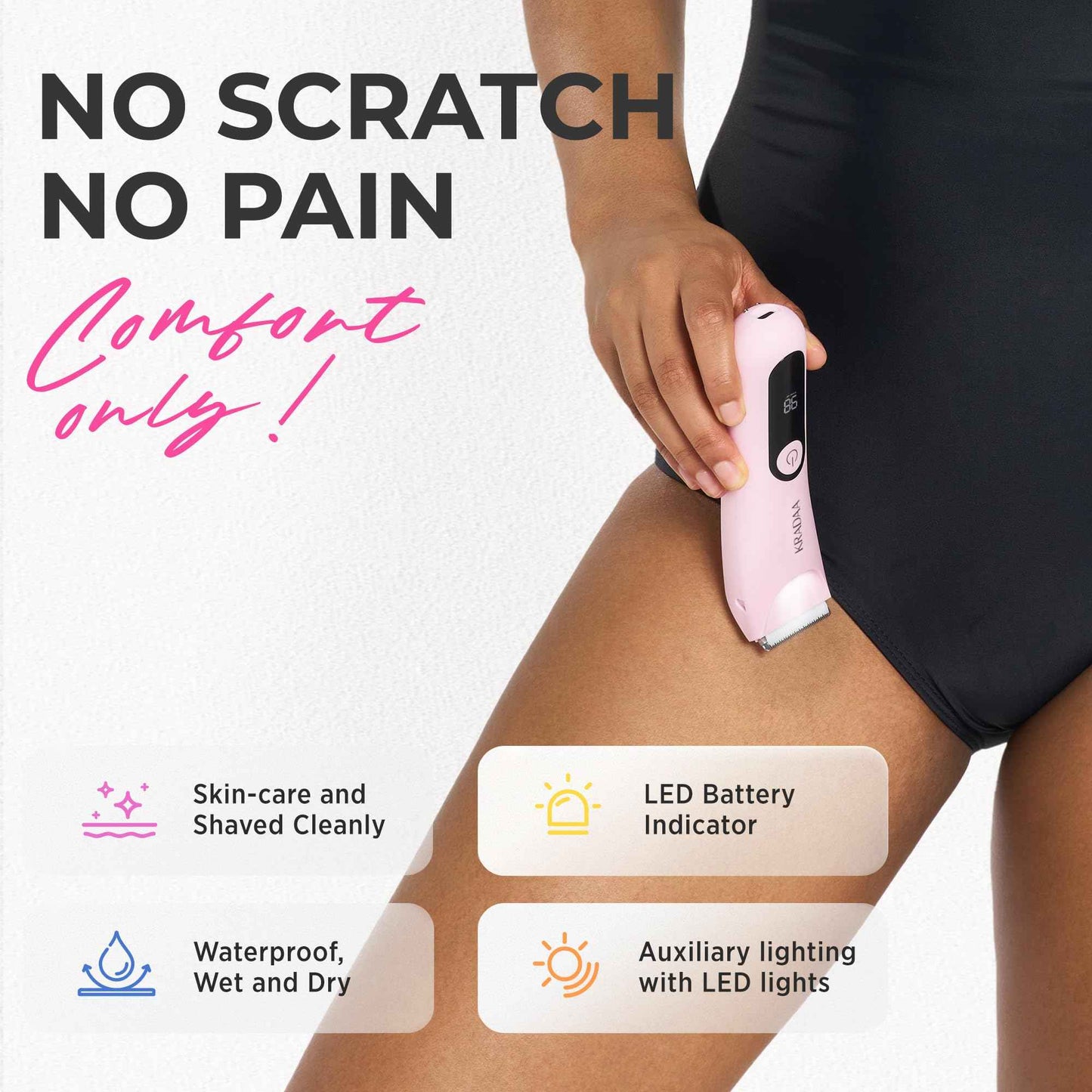 Bikini Trimmer for Women Pubic Hair: Rechargeable Eletctric Razors for Women - Painless Eletctric Shaver - (Blossom Pink)