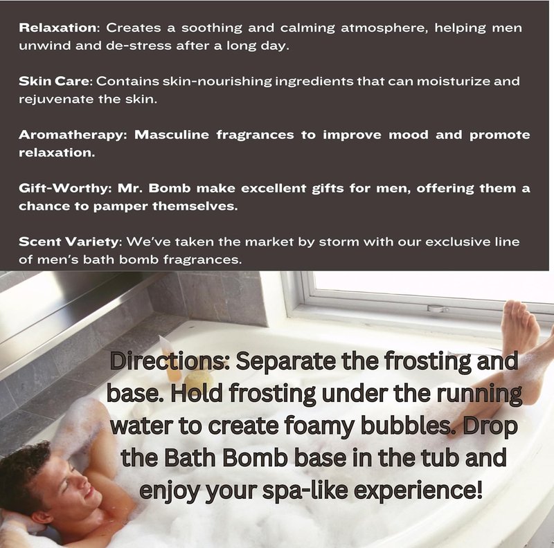 Mr. Bomb Mustache Dude Bath Bombs - Relaxing Masculine Scents for Men | 6-Pack Gift Set