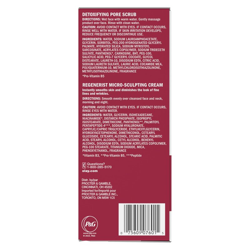 Olay Face Wash Regenerist Advanced Anti-Aging Pore Scrub Cleanser (5.0 Oz) and Micro-Sculpting Face Moisturizer Cream (1.7 Oz) Skin Care Duo Pack, Total 6.7 Ounces
