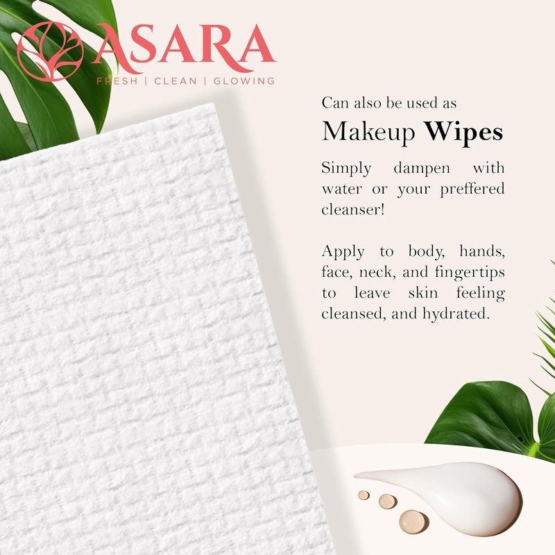 Disposable XL Facial Wipes - Organic Vegan Biodegradable Face Towels for Sensitive Skin | 100 Count