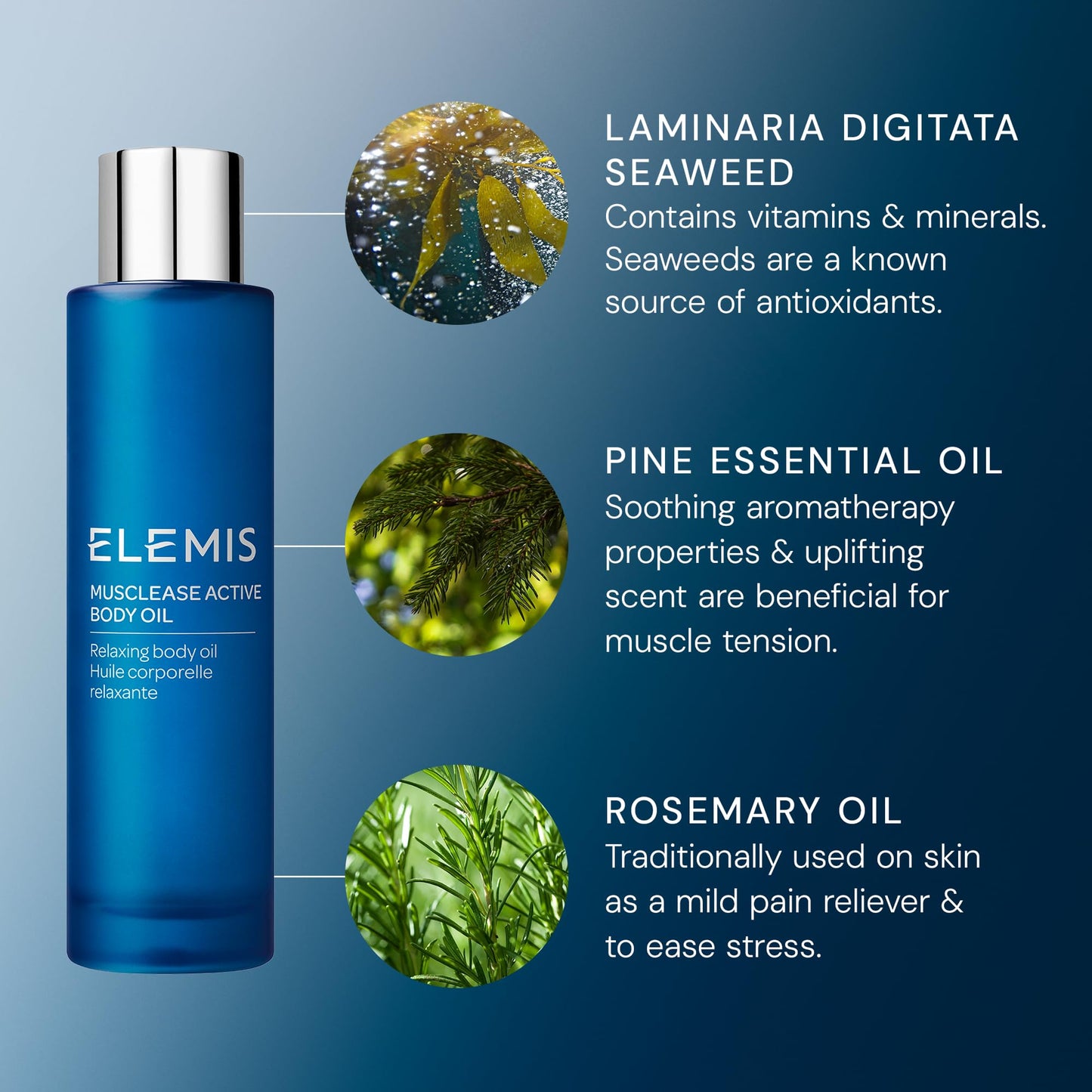 ELEMIS Active Body Concentrate Musclease 100ml, Revitalizing Massage Oil for Tired, Aching Muscles