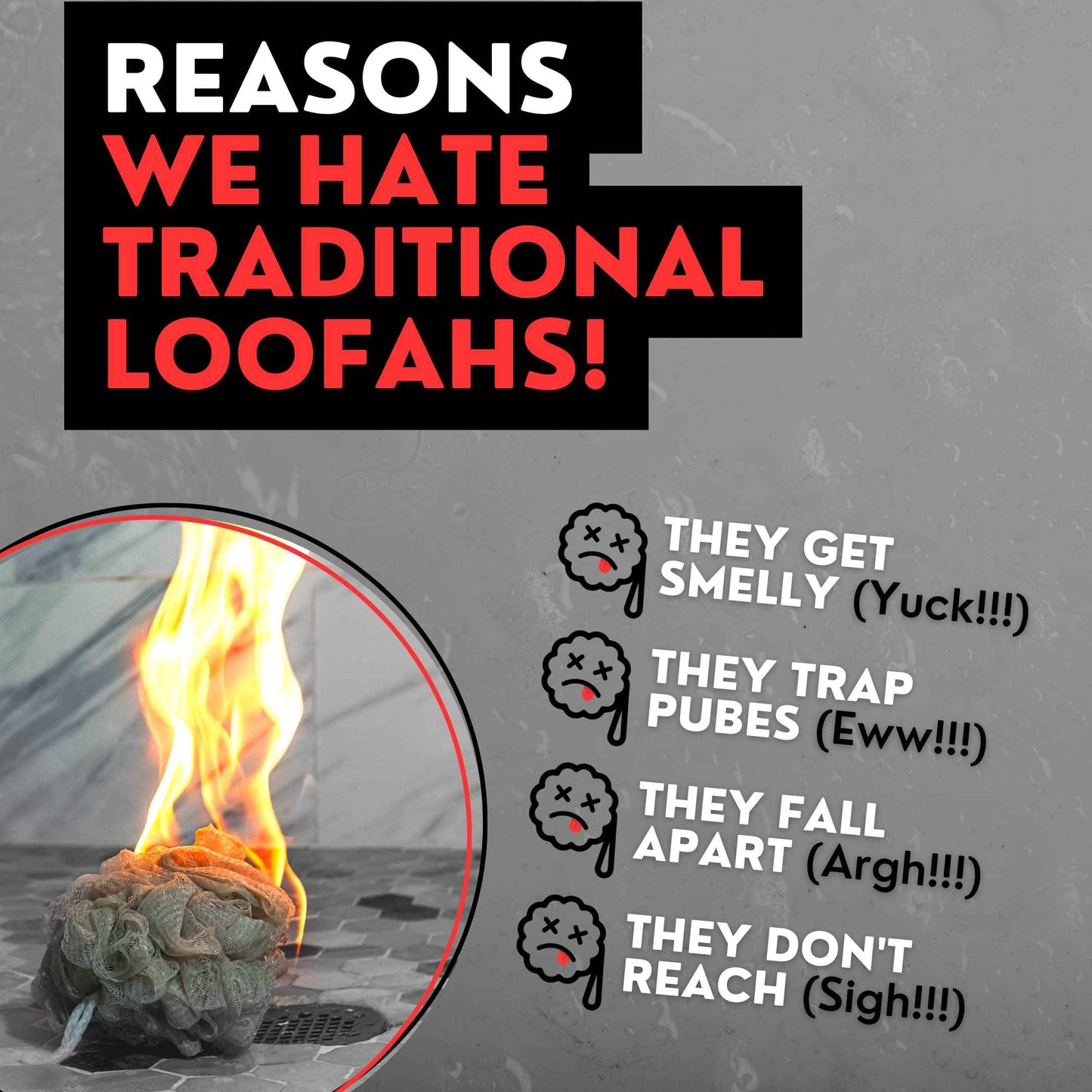 Extra Rough Exfoliating Washcloth - Extreme Body & Back Scrubber for Shower, Extra Long, Hygienic Exfoliator Wash Cloth, Men Or Women, 2 Count Pack, 1 Black & 1 Grey Color, Bye Bye Loofah