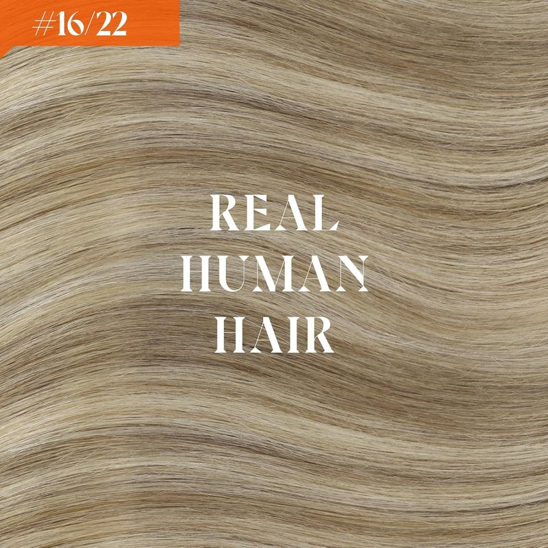 Real Human Hair Extensions - 18 Inch Soft Wire Hairpiece | Golden Blonde Highlights, Adjustable & Easy to Wear