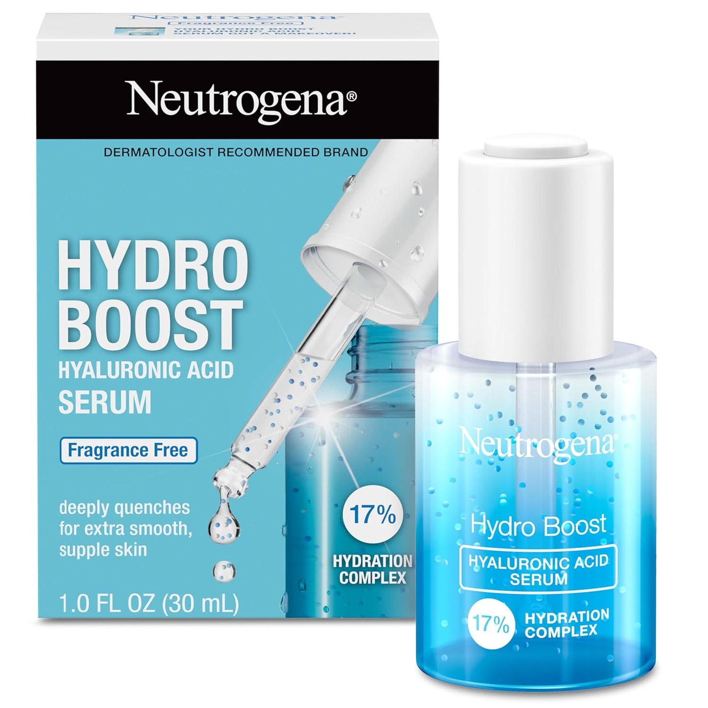 Neutrogena Hydro Boost Hyaluronic Acid Serum - Lightweight Daily Hydration for Face & Neck | 1 fl. oz