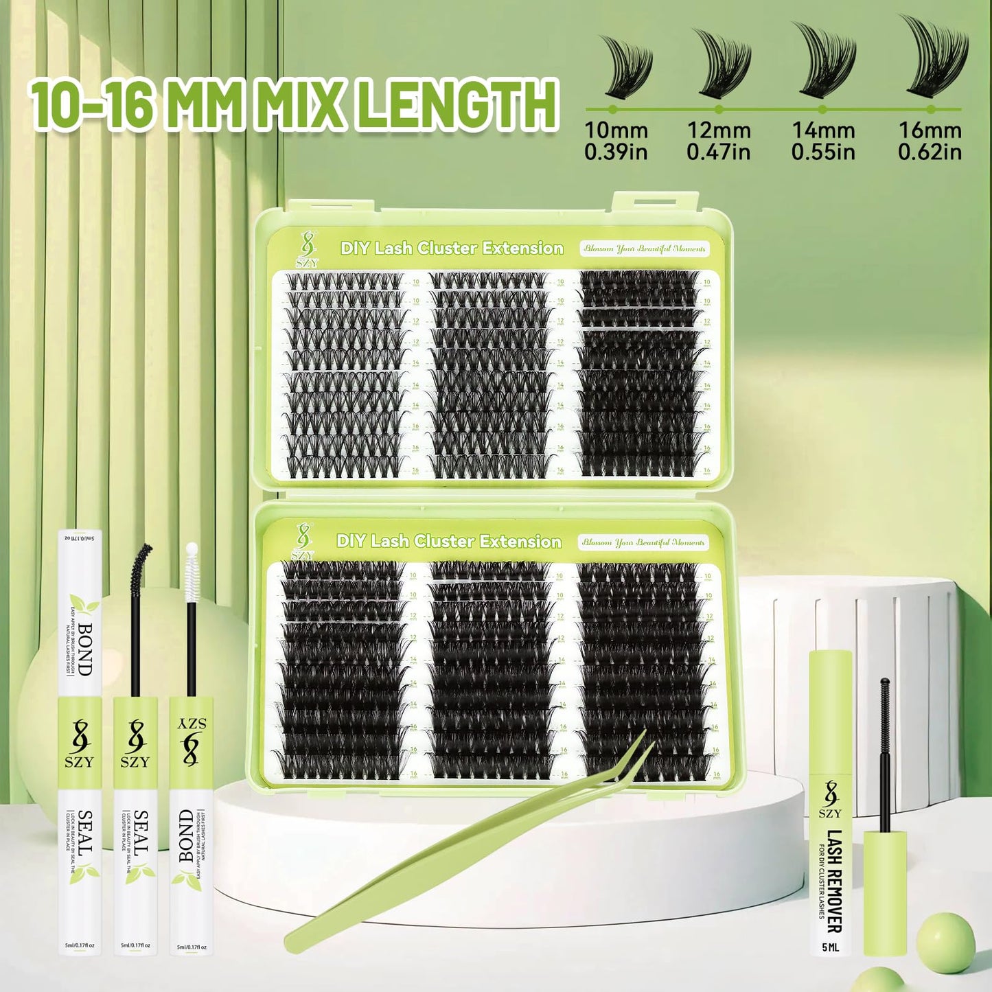 Lash Clusters Kit 570pcs 6 styles 30D-100D D Curl Individual Wispy Natural Eyelash With Eyelash Bond and Seal Eyelash Remover and Tweezer DIY at Home Makeup Cosmetic