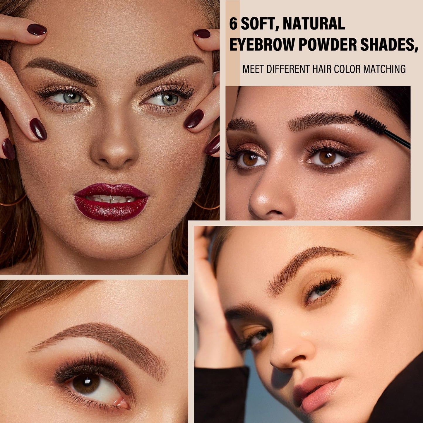 Boobeen Eyebrow Gel, 6-color Eyebrow Makeup Kit with 4 Eyebrow Stencils, 2 Eyebrow Brushes, 1 Eyebrow Pencil and 1 Tweezer, Waterproof Long Lasting Eyebrow Pomade to Define & Shape & Fill Brows