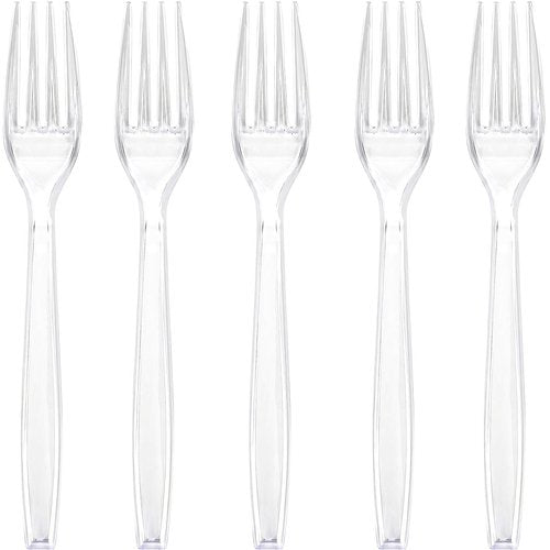 Blue Sky Clear Disposable Plastic Forks - 100 Count King Box | Crystal Clear, Sturdy & Reusable for Parties, Events, and Everyday Use