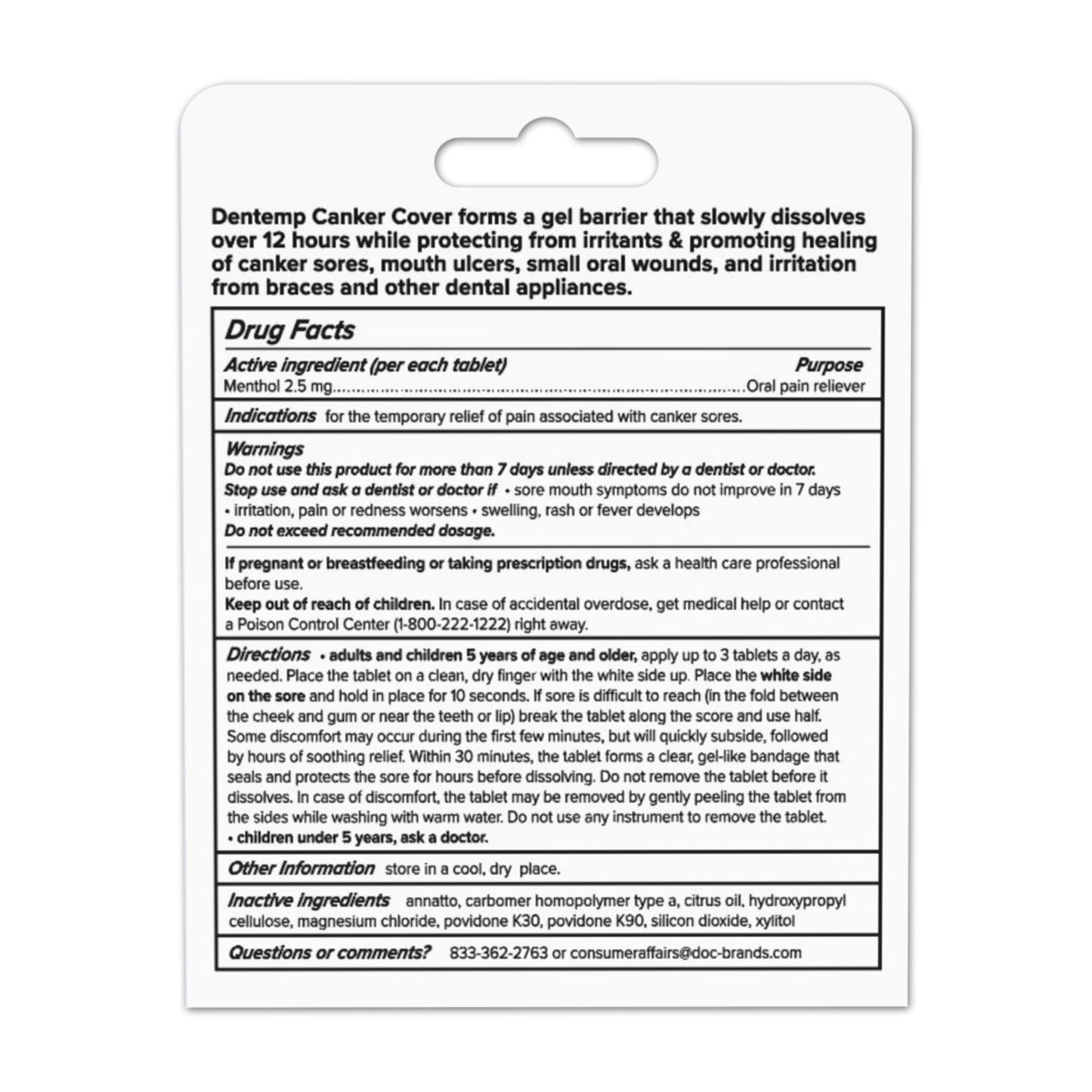Dentemp Canker Cover Mouth Sore Treatment - Oral Pain Relief for Canker Sores & Mouth Irritation - Fast-Acting Pain Relief Tablets for Adults - Value Pack of 3 (24 Count)