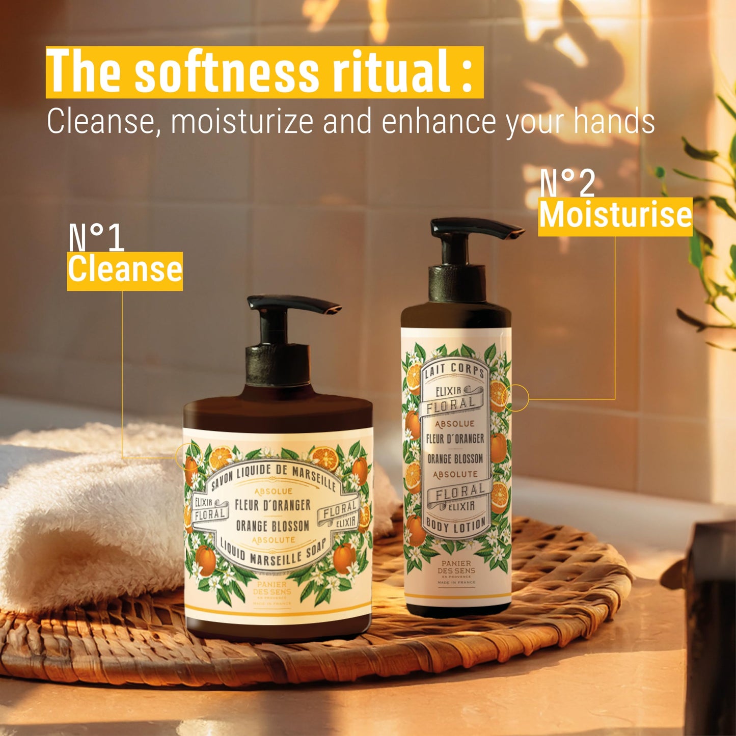 Panier des Sens Orange Blossom French Body Lotion for Women - Perfumed Hand Lotion Pump for Dry Skin, Fast-Absorbing & Non-Greasy - Premium Vegan Moisturizing Formula, 97% Natural, 8.45 Fl Oz