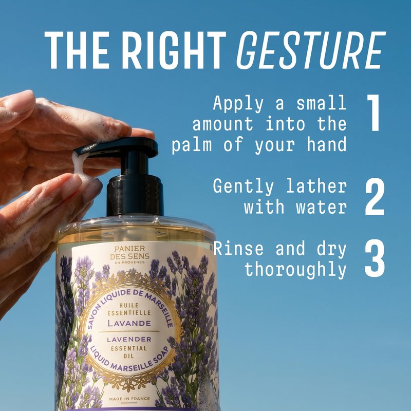 Panier des Sens Lavender Hand Soap - Premium Liquid Soap for Kitchen and Bathroom – French Savon de Marseille, Natural Hand Wash (97% Ingredients), Gentle & Moisturizing, 16.9 fl oz