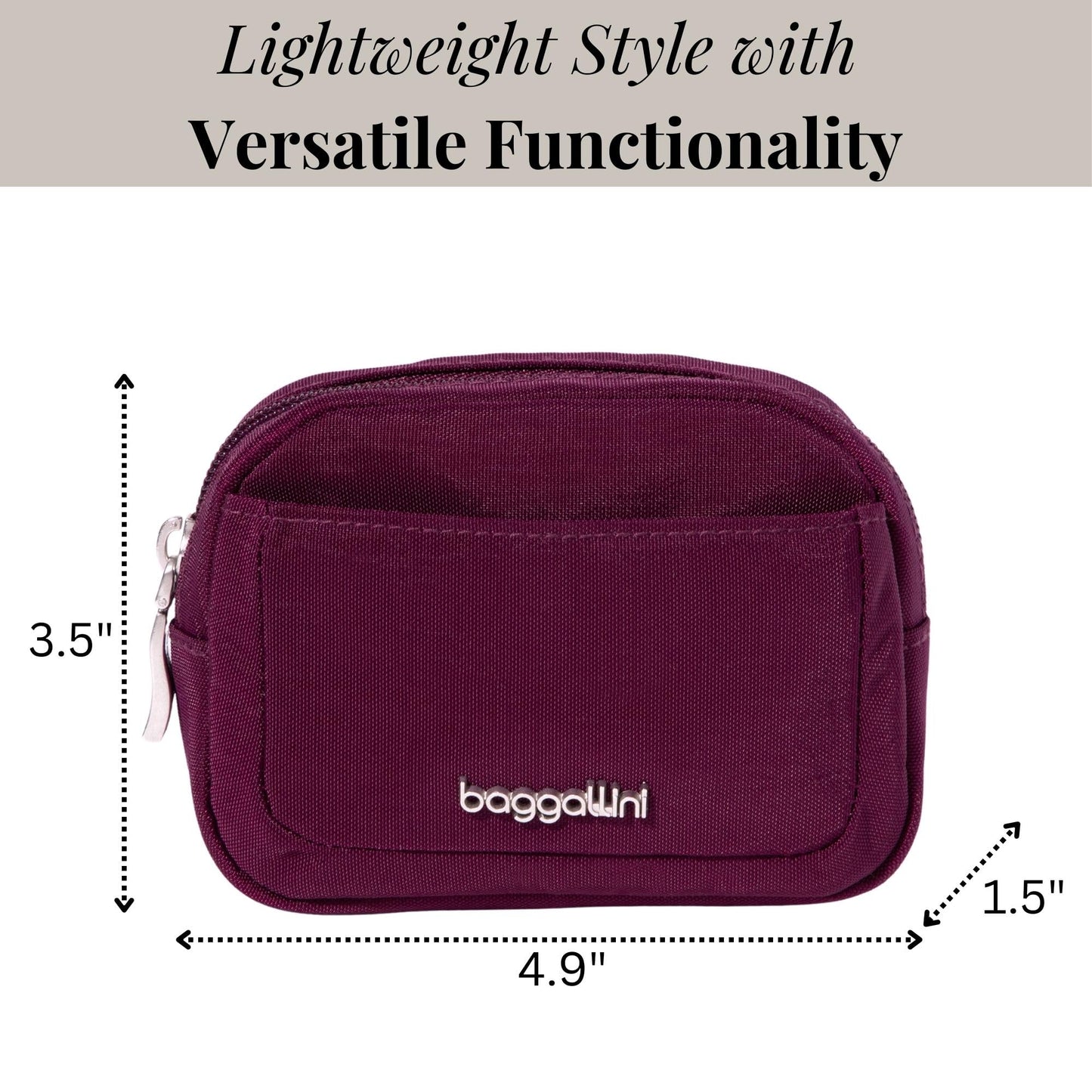 Baggallini Mini Cosmetic Pocket - Lightweight 5x3 Inch Makeup Bag - Travel Essentials Makeup Organizer