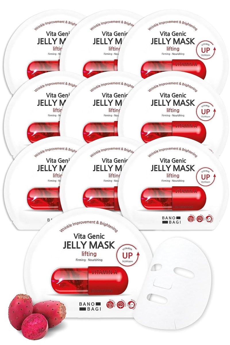Vita Genic Jelly Pore Tightening Face Masks - Korean Skin Care with 11 Vitamins | Moisturizing for Oily Skin (10 Sheets)