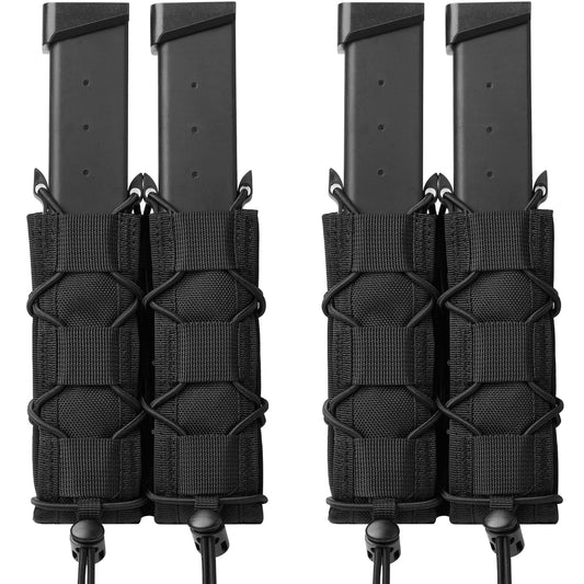 2pc Double Stack Extended Mag Pouch Holster Carrier for MP5 MP7 MP9 Glock to Tactical Duty Belt and Molle