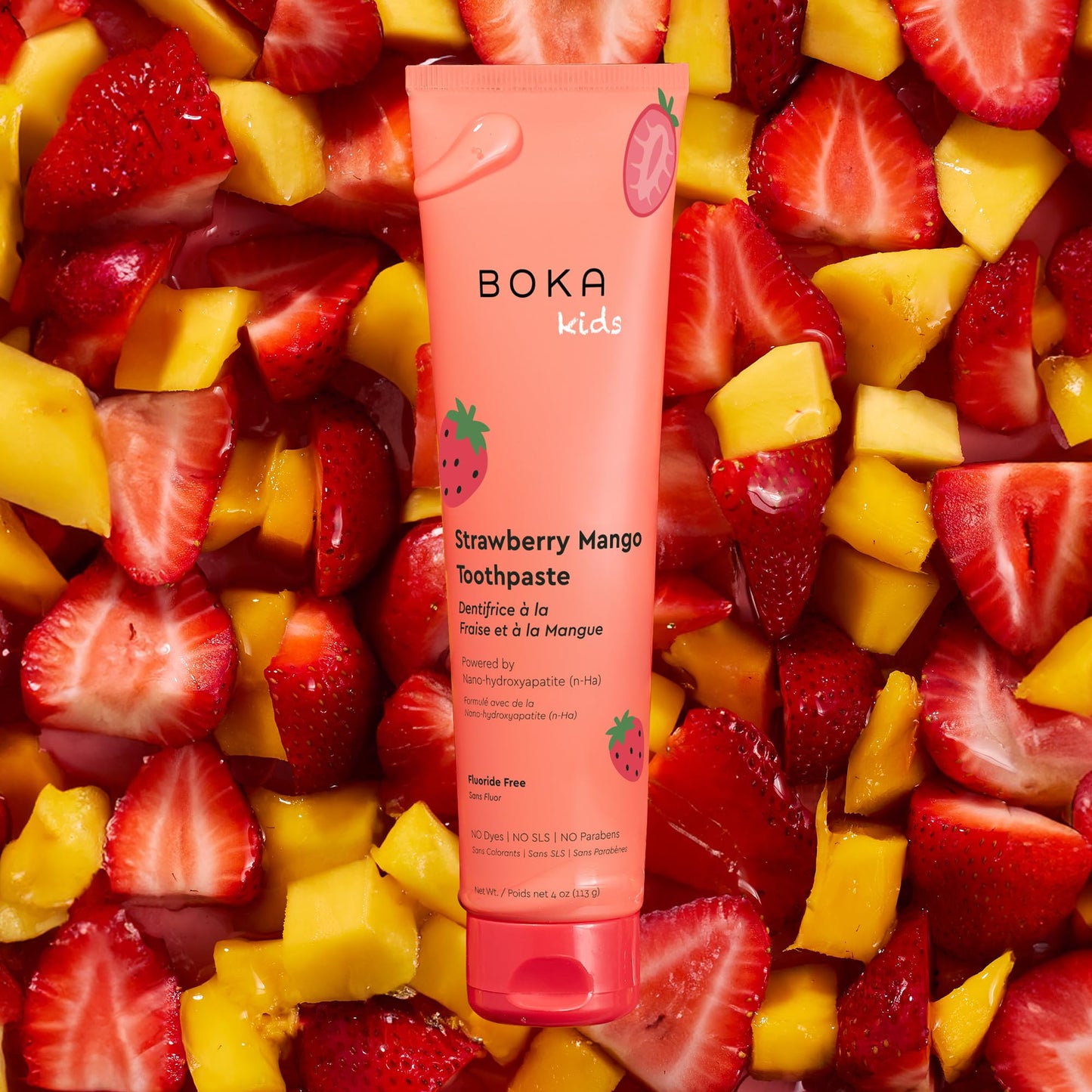 Boka Fluoride Free Toothpaste Nano Hydroxyapatite Toothpaste - Strawberry Mango Flavor, 4 oz 3Pk