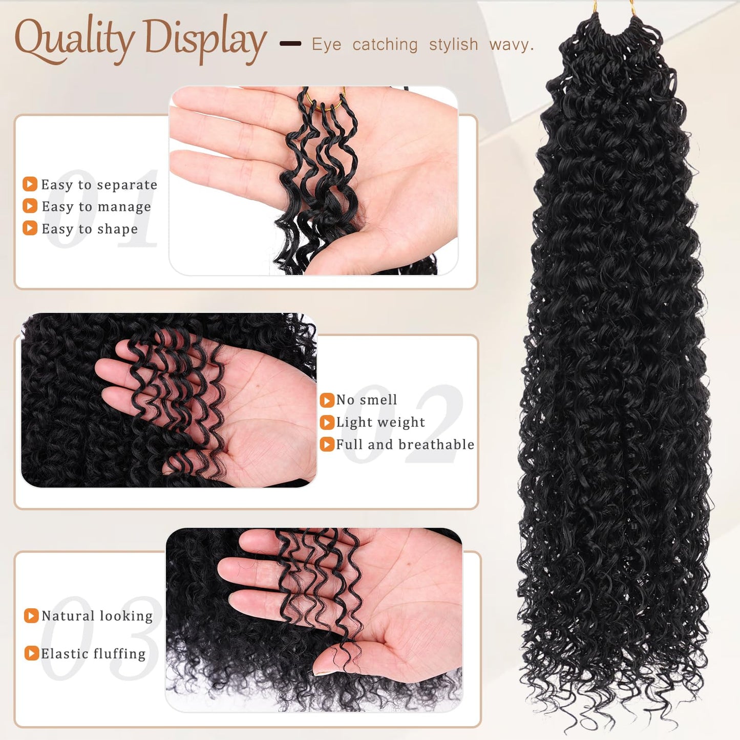 Beverlee Kinky Crochet Hair - 14 Inch Curly & Wavy Synthetic Pre-Looped Crochet Hair for Black Women - 8 Packs