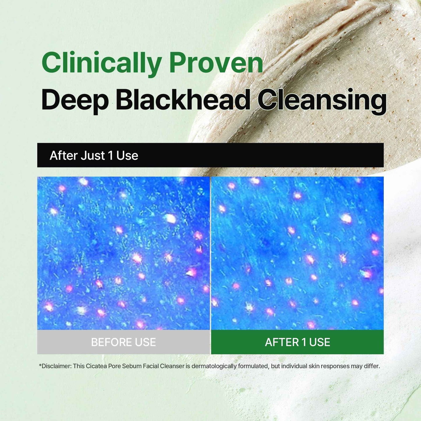 DEWDAP Cicatea Pore Sebum Facial Cleanser, Face Mask, Gentle Scrub, Face Wash with Centella Asiatica Hyaluronic Acid, Blackhead Remover Care, All Skin Types, Korean Skincare (5.07 Fl Oz / 150ml)