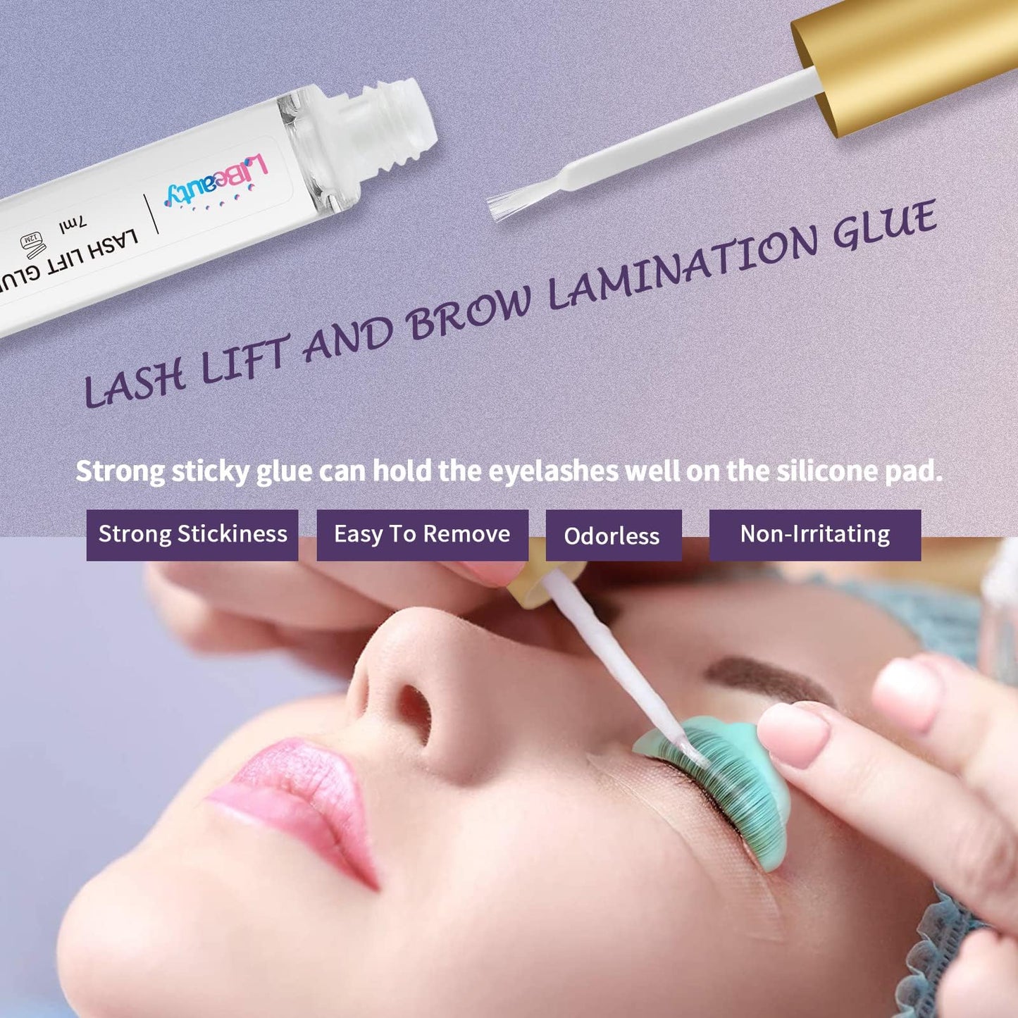 Libeauty Lash Lift Kit & Brow Lamination, Korean Made Eyelash Perming Lotion for Home Salon, Professional DIY Curling Starter Set with Strong Glue & Individual Sachets, 20 Pcs