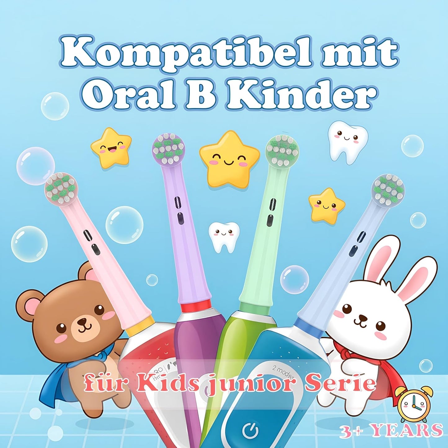 Kids Replacement Toothbrush Heads - Extra Soft for Gentle Care | Compatible with Braun Oral-B | 8 Count, Ages 3-12